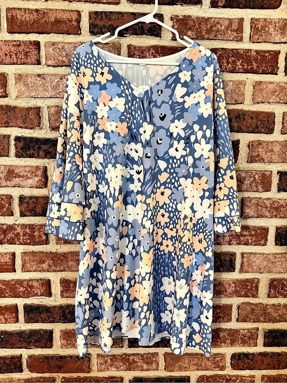Valanio Floral Midi Dress Blue & Pink XXL